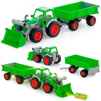 Трактор погрузчик Фермер-техник с прицепом в сетке 8817 П-Е - фото 62775654