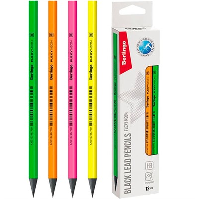 Карандаш ч/г НВ пластик ассорти ВР00885 Berlingo Flexy Neon - фото 62775795
