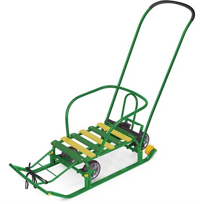 Санки Тимка 5 Универсал Т5У/З2 зеленый /Ника/ спинка, толкатель, колеса - фото 62776149