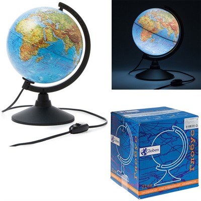 Глобус физич. 210мм К012100009 классик подсветка - фото 62777139