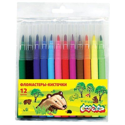 Фломастеры-кисточки 12 цв. Каляка-маляка ФККМ12 - фото 62777223