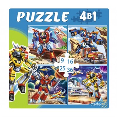 Пазл 4 в 1. Мир трансформеров №10 9,16, 25, 36 эл. П-7650 - фото 62777766