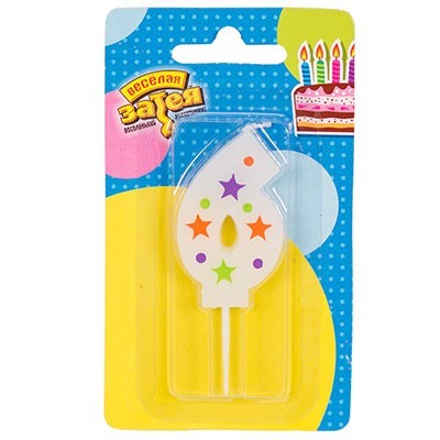 Свеча цифра "6" Звезды 5см 1502-4230 - фото 62777819