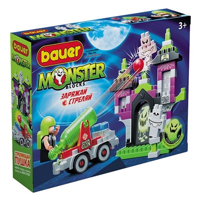 Конструктор Bauer 822 Monster blocks Набор дом с привидениями, пушкой и охотником - фото 62777853