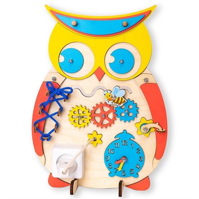 Деревянный Бизиборд Бизи-Сова БЗ-004 - фото 62778742