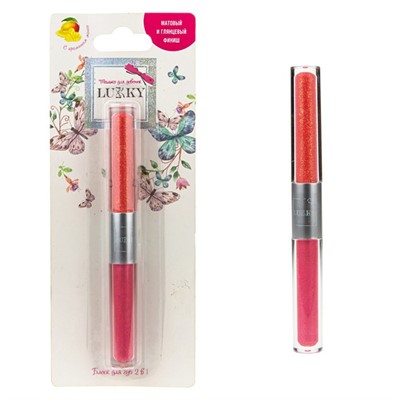 Блеск для губ 2-в-1 матовый шёлк+блёстки с ароматом манго,цвет красный+кораллово-красный,5 мл Т20845 - фото 62778871