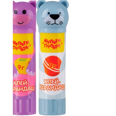 Клей карандаш 9 гр. Мульти-Пульти Зверята: Морской котик, Бегемот, Кошка GS_82995 - фото 62778910