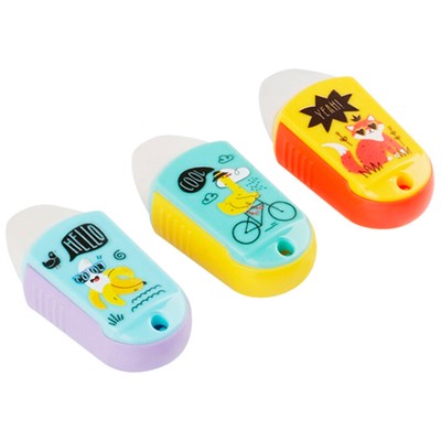 Точилка пластик с ластиком MESHU "Summer party" 1 отверстие, ассорти MS_41919 - фото 62779335