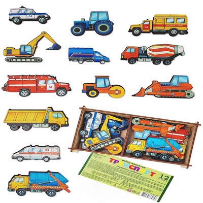 Деревянная Игра Транспорт на магнитах  12 дет. 8546 - фото 62779341