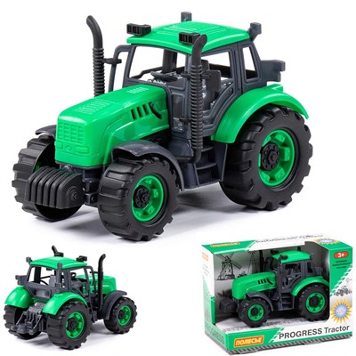 Трактор "Прогресс" инерционный зелёный (в коробке) 91222 П-Е /12/ - фото 62779386