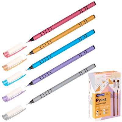 Ручка шариковая синяя OfficeSpace "Mettalic ecla"  0.6мм  312034 - фото 62779512