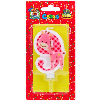 Свеча для торта Жирафик Розовый Цифра 9 С-8323 4610144883238 - фото 62780083