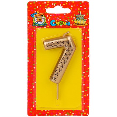 Свеча для торта Звёздочки, золотая  Цифра 7 С-5991 4665307359914 - фото 62780086