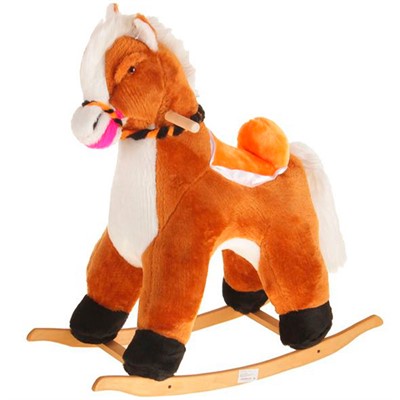 Качалка Конь Пегас плюш музыкальная 980703 цвет в ассортименте - фото 62782604