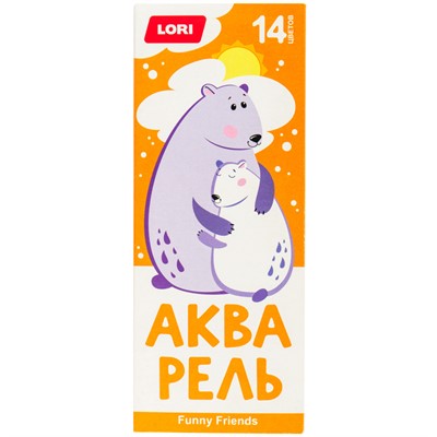 Акварель 14 цв. FUNNY FRIENDS с/к Ааф-003/01 Lori - фото 62783141