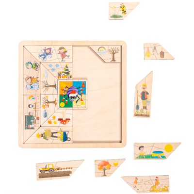 Деревянный Пазл Паучок Времена года 04543 - фото 62783359