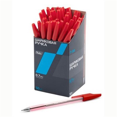 Ручка шариковая красная 00043 Hatber - фото 62783442