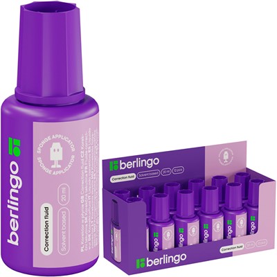 Корректирующая жидкость Berlingo, 20мл, на химической основе, с губчатым аппликатором KR 550 - фото 62783467