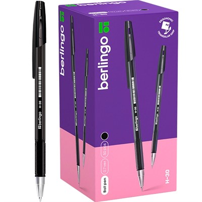 Ручка шариковая черная 0,7мм H-30 KS2916 Berlingo - фото 62784127