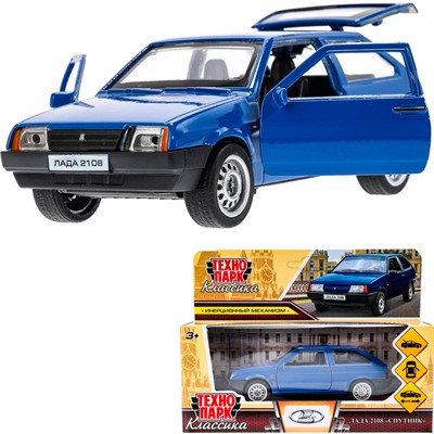 Модель 2108-12-BU LADA-2108 "СПУТНИК" длин 12см, двер баг,инер, син Технопарк в коробке - фото 62784722