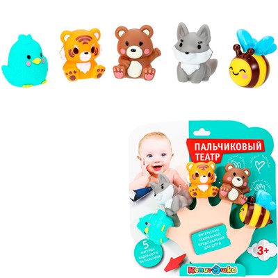 Резиновая игрушка Пальчиковый театр животные КАПИТОШКА 2401R0075-R - фото 62786172