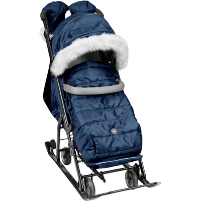 Санки коляска НД7-5SK/ТС темно-синий /Ника/ - фото 62786177