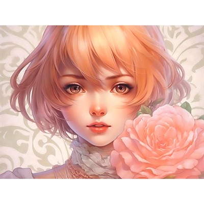 Набор для творчества Алмазная мозаика 30х40см Девушка с розой АЛМ-0041 - фото 62786222
