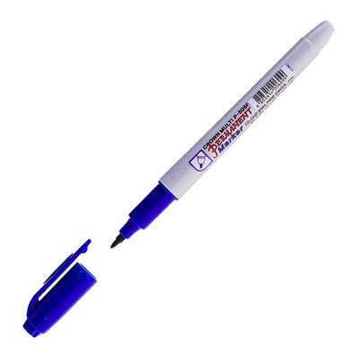 Маркер синий  перманентный Crown "Multi Marker Super Slim" пулевидный, 1мм P-505F - фото 62786569