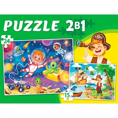 Пазл 15 и 24 эл. МАКСИ 2 в 1 Пираты и космос №1 ПМ15-24-8103 - фото 62786829