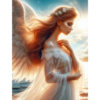 Набор для творчества Алмазная мозаика 30х40см Ангел на берегу моря НД-8920 - фото 62786830