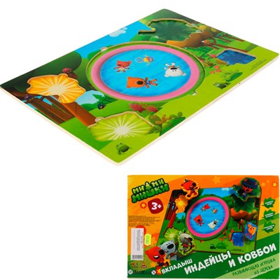 Деревянный Вкладыш индейцы и ковбои Ми-ми-мишки Буратино MMM-39 - фото 62787188