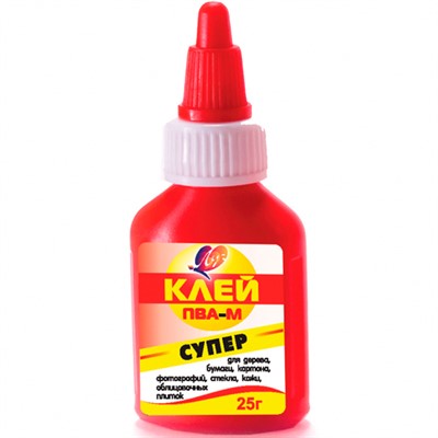 Клей ПВА-М 25 гр. красный флакон 18С 1187-08 /ЛУЧ/ - фото 62787566