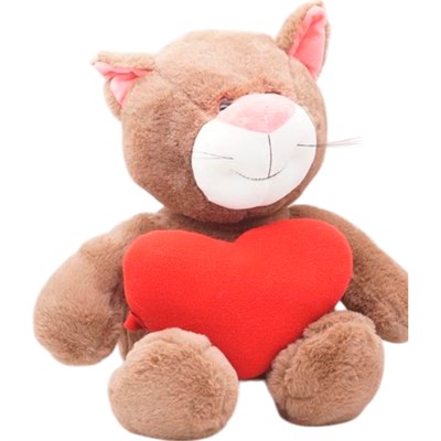 Кошка Розита 37/53 см с большим красным сердцем 0912037S-45 - фото 62787567