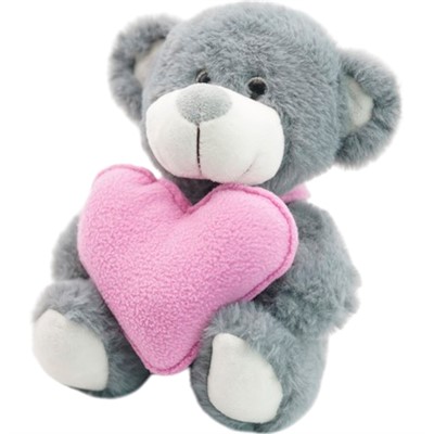 Медвежонок Сильвестр серый 20/25 см с шариками для мелкой моторики с розовым сердцем 0913920-33 - фото 62787568
