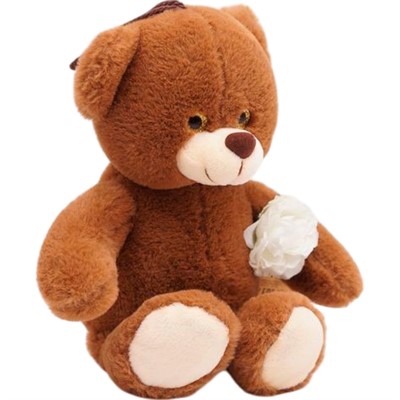 Мишка Топотыж с белой розой шарики мелк. мотор. 21/29 см 016521S-212 - фото 62787582