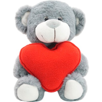 Медвежонок Сильвестр серый 20/25 см с шар. для мел. моторики с кр. флисовым сердцем 0913920-44 - фото 62787585