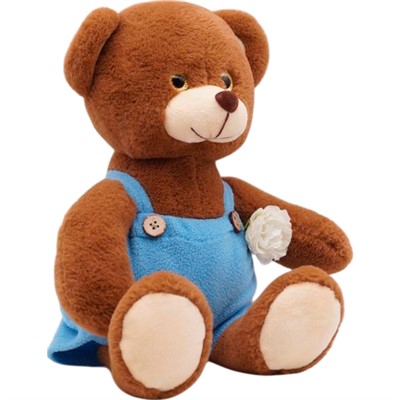 Мишка Топотыж, шарики мелк. мотор., голубой комбинезон и белая роза 016527S-212-63 - фото 62787750