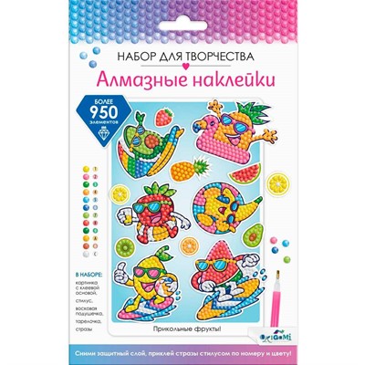 Набор для творчества Алмазные наклейки. Прикольные фрукты 08706 - фото 62787770