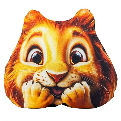 Подушка декоративная мордочка Лев 30 см МТГ01108 Levatoys в пак. - фото 62788127