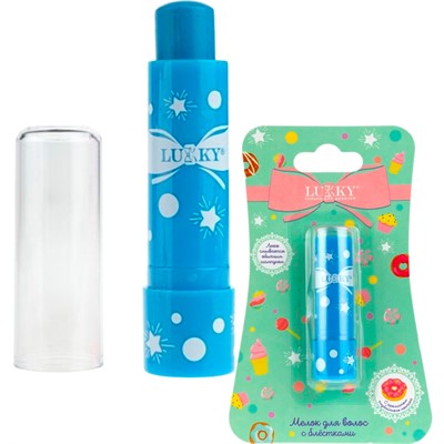 Мелок для волос с блестками с ароматом клубничного пончика 3,4 г, синий Т22784 Lukky - фото 62788601