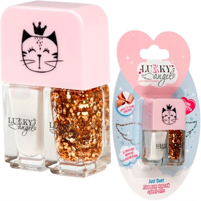 Набор двойные лаки для ногтей, кол-я Kitty,зефирно-перламутр. и золотой с блестками Т25837 - фото 62789716