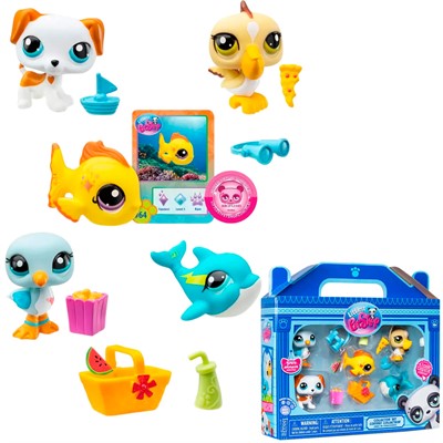 Набор "Пляж": пять фигурок мини-животных с аксессуарами, коллекция Littlest Pet Shop 00517_LPS - фото 62790265