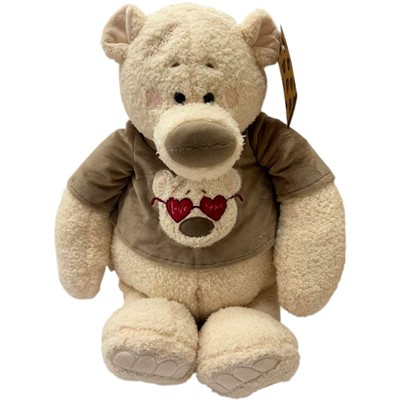 Медведь Тато 37 см в серо-бежевой майке ММТато/38/сбеж - фото 62790289