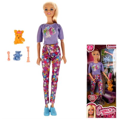 Кукла Карапуз 66001PET-S2-S-BB София 29 см руки и ноги сгиб, собака, акс - фото 62791051