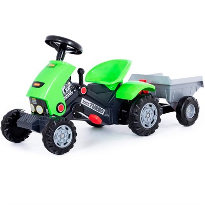 Каталка трактор с педалями Turbo-2 с полуприцепом (зеленая) 52742 П-Е /1/ - фото 62791740