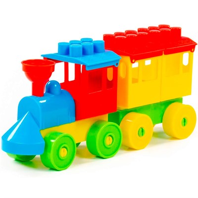 Конструктор Самоделкин -строитель Паровоз с 1 вагоном П-Е/46/ - фото 62791771