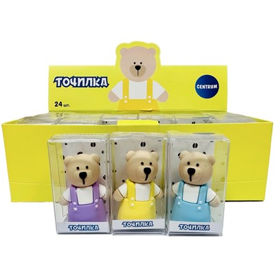 Точилка пластиковая Мишка, 4,5 х 4 см 73041 СТОК - фото 62792701