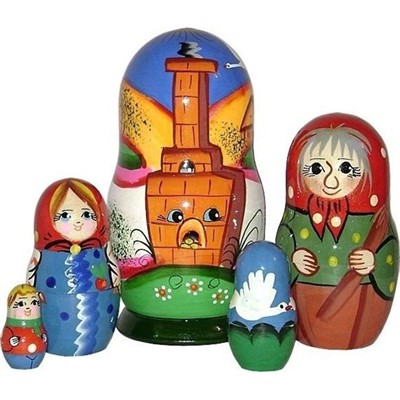 Деревянная матрешка Гуси-лебеди 5 шт. Р-45/741 - фото 62792742