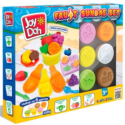Набор для творчества Масса для лепки Joy Doh набор FRUIT SUNDAE SET-ФРУКТОВОЕ РАЗНООБРАЗИЕ,доп. пресс-формы,18 аксессуаров,6 баночек с тестом FRUT-168 pot /12/ *** - фото 62792780