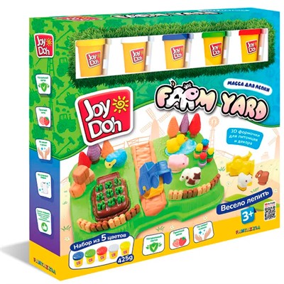 Набор для творчества Масса для лепки Joy Doh набор FARMYARD-ФЕРМА,чудо-трактор,3d формы,12 аксессуаров,5 баночек с тестом FARM-425 pot /6/ *** - фото 62792786